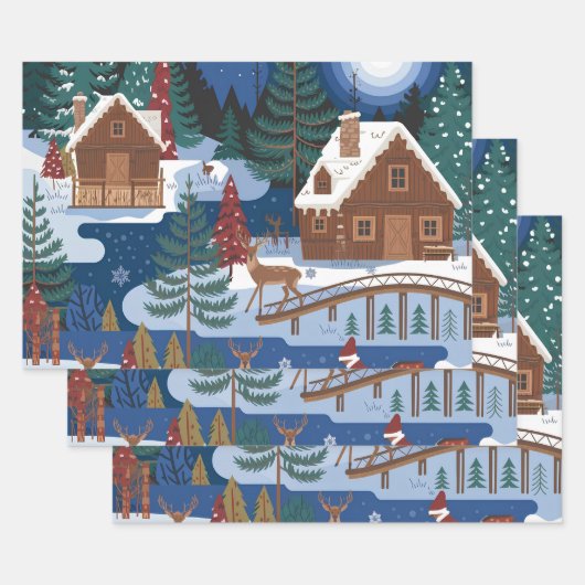 kerstpapier met onmiddellijke verpakking Reeks 3 v Inpakpapier Vel (Set)