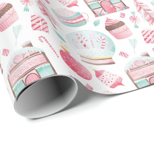 kerstpapier met permint-Waterverf Cadeaupapier (Rol Hoek)