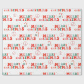 kerstpapier met Retro Groovy-kerstinslag Cadeaupapier (Vlak)