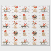 kerstpapier met rode dots en rode dot voor honden cadeaupapier (Vlak)