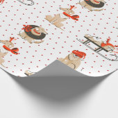 kerstpapier met rode dots en rode dot voor honden cadeaupapier (Hoek)