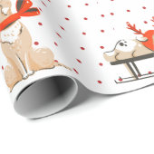 kerstpapier met rode dots en rode dot voor honden cadeaupapier (Rol Hoek)