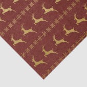 kerstpapier met rode en gouden rendieren tissuepapier (Detail)