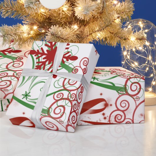 Kerstpapier met rode en groene bomen cadeaupapier (Feestdagen)