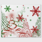 Kerstpapier met rode en groene bomen cadeaupapier (Vlak)