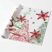 Kerstpapier met rode en groene bomen cadeaupapier (Uitgerold)