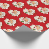  kerstpapier met rode kerstmankjes cadeaupapier (Hoek)