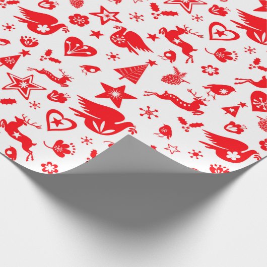 kerstpapier met rode rendierschandi cadeaupapier (Hoek)