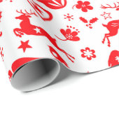 kerstpapier met rode rendierschandi cadeaupapier (Rol Hoek)