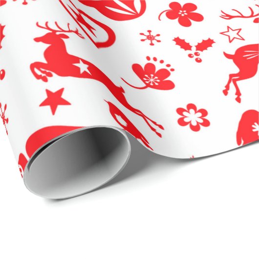 kerstpapier met rode rendierschandi cadeaupapier (Rol Hoek)