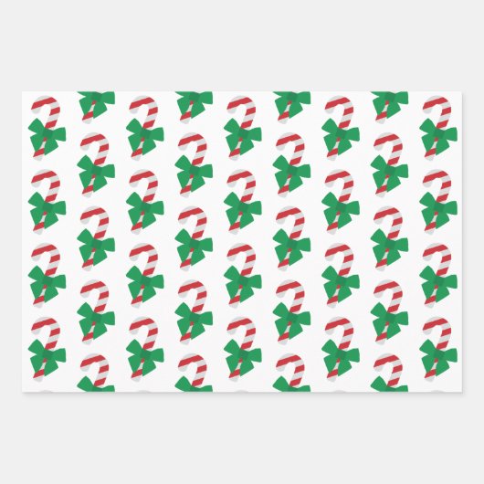 kerstpapier met rood en groen snoepriet inpakpapier vel (Voorkant 3)