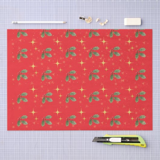 kerstpapier met rood tint tissuepapier (Craft)