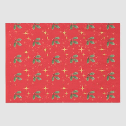 kerstpapier met rood tint tissuepapier (Voorkant)