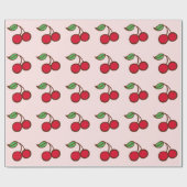 Kerstpapier met roze kersen cadeaupapier (Vlak)