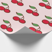 Kerstpapier met roze kersen cadeaupapier (Hoek)