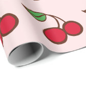 Kerstpapier met roze kersen cadeaupapier (Rol Hoek)