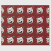 kerstpapier met Samoyed puppy wrapping Cadeaupapier (Vlak)