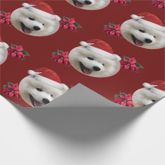 kerstpapier met Samoyed puppy wrapping Cadeaupapier (Hoek)