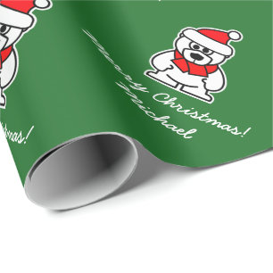 kerstpapier met schattig kerstkerstcadeautje beer cadeaupapier