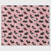 Kerstpapier met Schotse terrierroze vulling Cadeaupapier (Vlak)