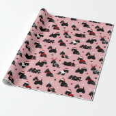 Kerstpapier met Schotse terrierroze vulling Cadeaupapier (Uitgerold)