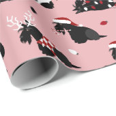 Kerstpapier met Schotse terrierroze vulling Cadeaupapier (Rol Hoek)