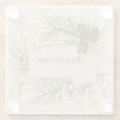 kerstpapier met scrollrol Pinecone Snowflakes Glazen Onderzetter (Achterkant)