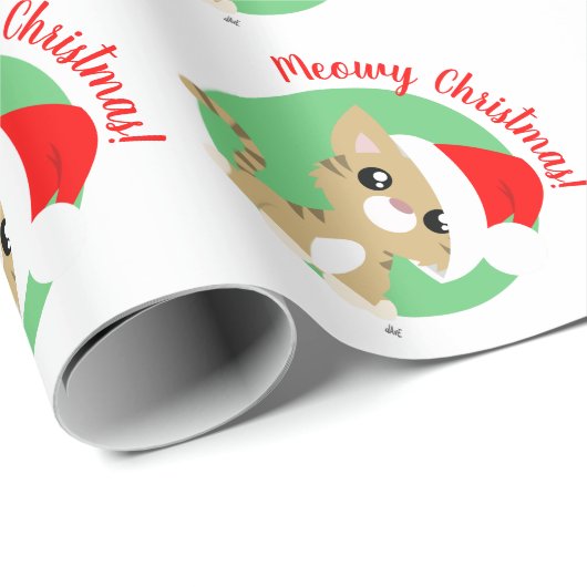 kerstpapier met tan Meowy-Kat Cadeaupapier (Rol Hoek)