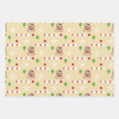 kerstpapier met tropische dog, set van 3 inpakpapier vel (Voorkant)