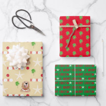 kerstpapier met tropische dog, set van 3