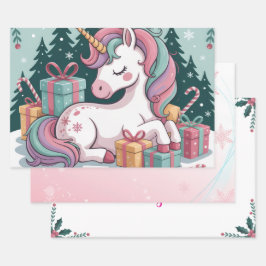 kerstpapier met unicorn Wrapping Inpakpapier Vel