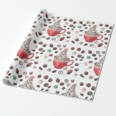 kerstpapier met warme chocolade cadeaupapier (Uitgerold)