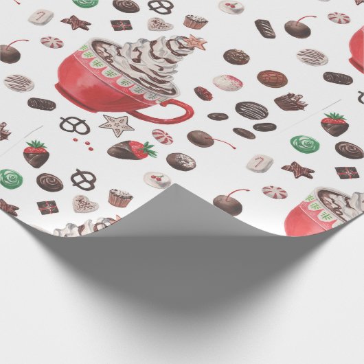 kerstpapier met warme chocolade cadeaupapier (Hoek)
