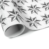 Kerstpapier met zwarte en witte ster cadeaupapier (Rol Hoek)