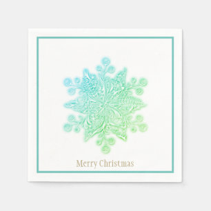 kerstpapier Napkins Aquas Snowflake Servet