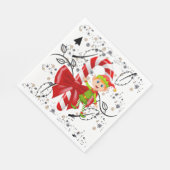 Kerstpapier Napkins, Elf Candy Cane Servet (Hoek)