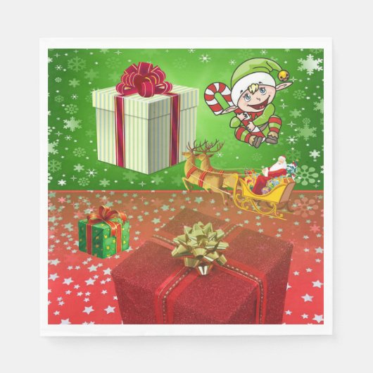 Kerstpapier Napkins, Elf Servet (Voorkant)