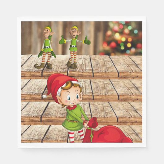 Kerstpapier Napkins, Elf Servet (Voorkant)