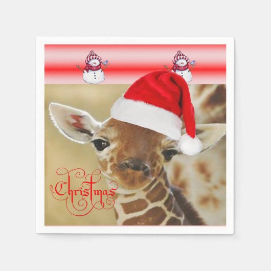 Kerstpapier Napkins-Giraffe Servet (Voorkant)