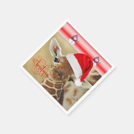 Kerstpapier Napkins-Giraffe Servet (Hoek)