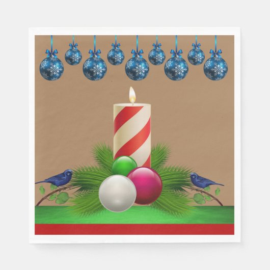 Kerstpapier Napkins, kerstkaarsschild Servet (Voorkant)