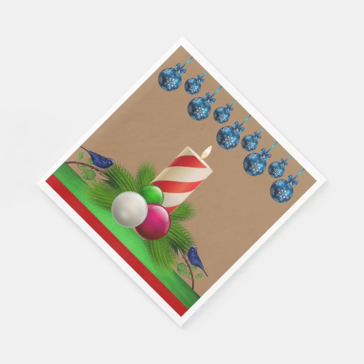 Kerstpapier Napkins, kerstkaarsschild Servet (Hoek)