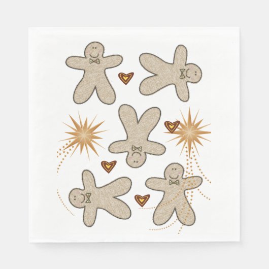 Kerstpapier Napkins, Merry Gingerbrood Man Servet (Voorkant)