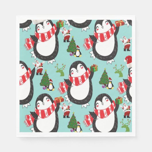 Kerstpapier Napkins, Penguin Servet (Voorkant)