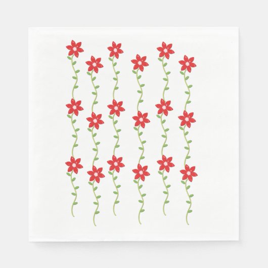 Kerstpapier Napkins, Poinsettia Servet (Voorkant)