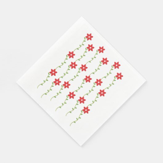 Kerstpapier Napkins, Poinsettia Servet (Hoek)