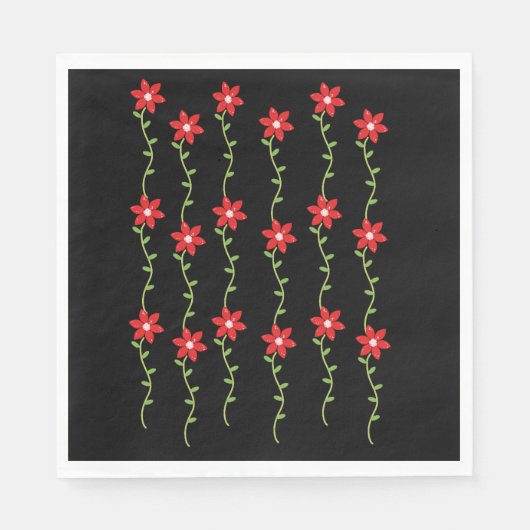 Kerstpapier Napkins, Poinsettia Servet (Voorkant)