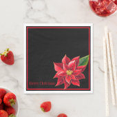 Kerstpapier Napkins Red Poinsettia Servet (Insitu)