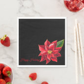Kerstpapier Napkins Red Poinsettia Servet (Insitu)