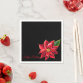 Kerstpapier Napkins Red Poinsettia Servet (Insitu)